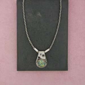 Bruria Tamir Sterling Silver Israel Roman Glass Pendant Necklace Size 19.75in